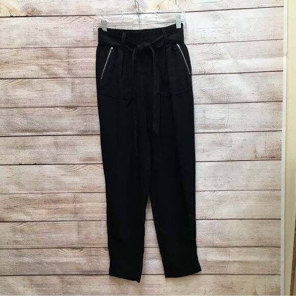SUNDANCE PAPERBAG WAIST BLACK PANTS - Picture 1 of 5